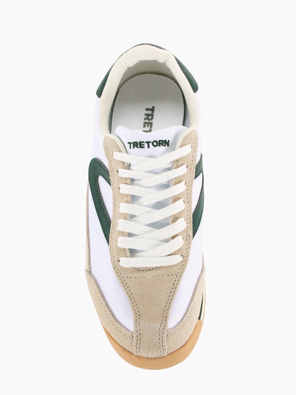 Tretorn Low-Profile Sneakers in White, Beige & Green - Picture 6 of 9